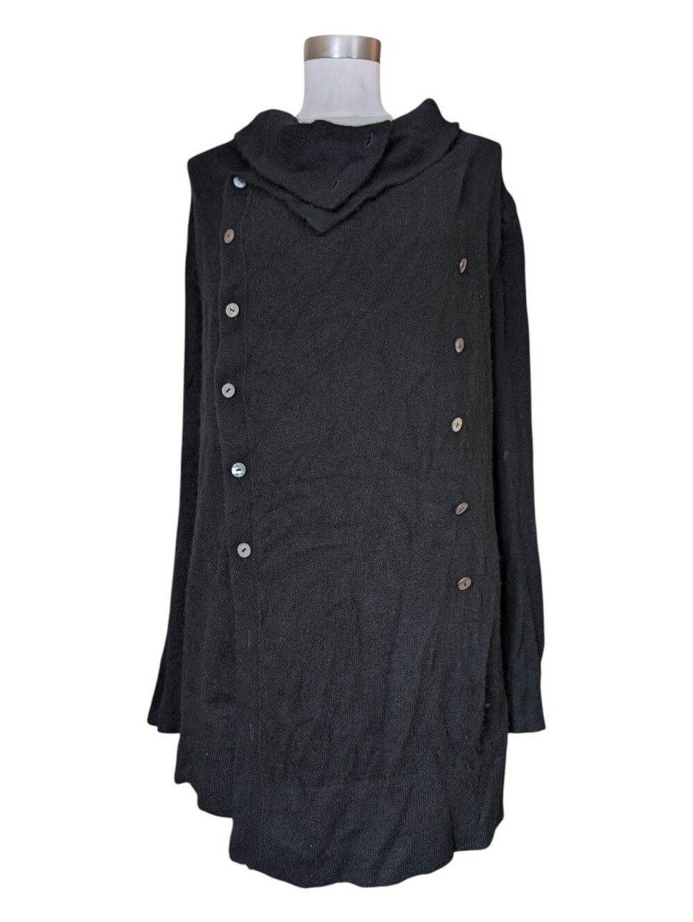 360 Cashmere Black 💯% Cashmere Military Style Double Breasted Cardigan M